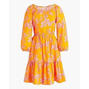 J.Crew Floral Mini Dress Size 12 Orange Pink Bold Print Romantic Cottagecore